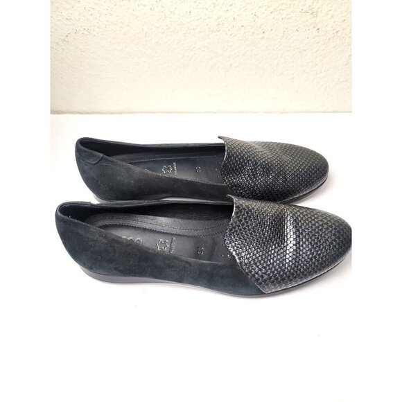 Ecco Women's Black Snake Suede Leather Slip-On Loafers Size 38 Us 7 - Picture 3 of 10